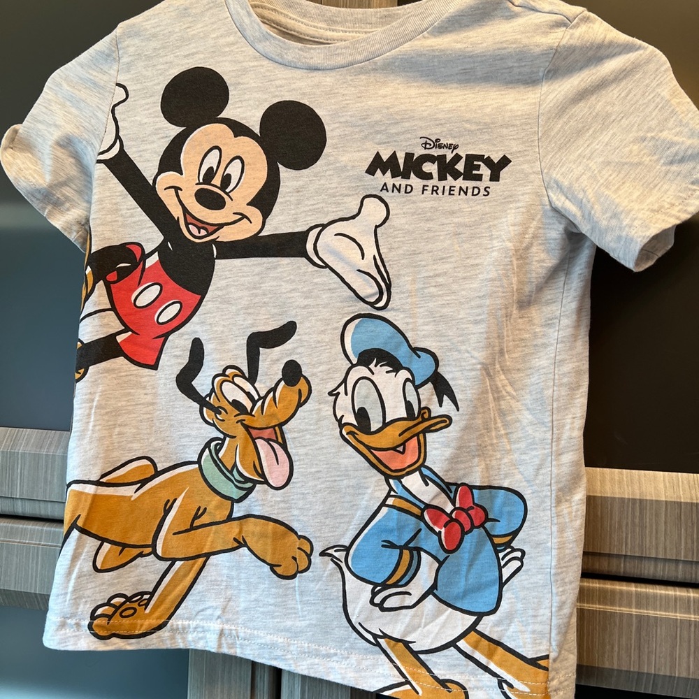 Disney Mickey and Friends Kids T-Shirt - Gray with Red and Blue Accents